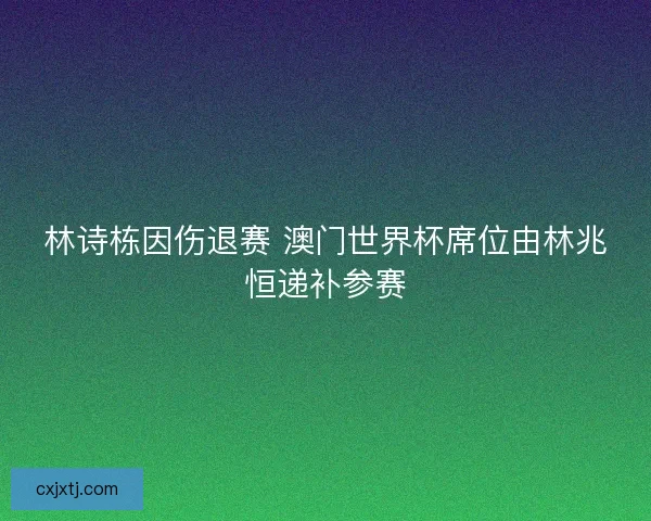林诗栋因伤退赛 澳门世界杯席位由林兆恒递补参赛